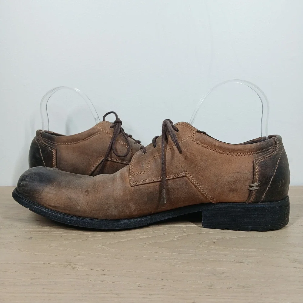Bed Stu Oxford Shoes Mens 11 Brown Leather Lace Up Distressed Rustic Heritage